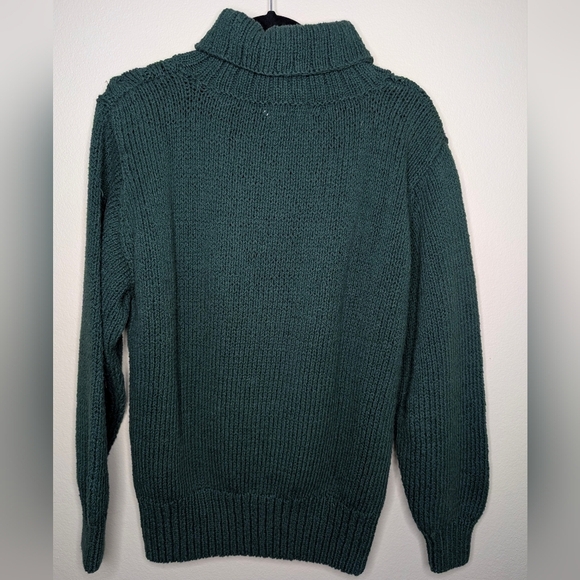 Abercrombie & Fitch Green Turtleneck Sweater Ribbed Knit - Picture 3 of 8